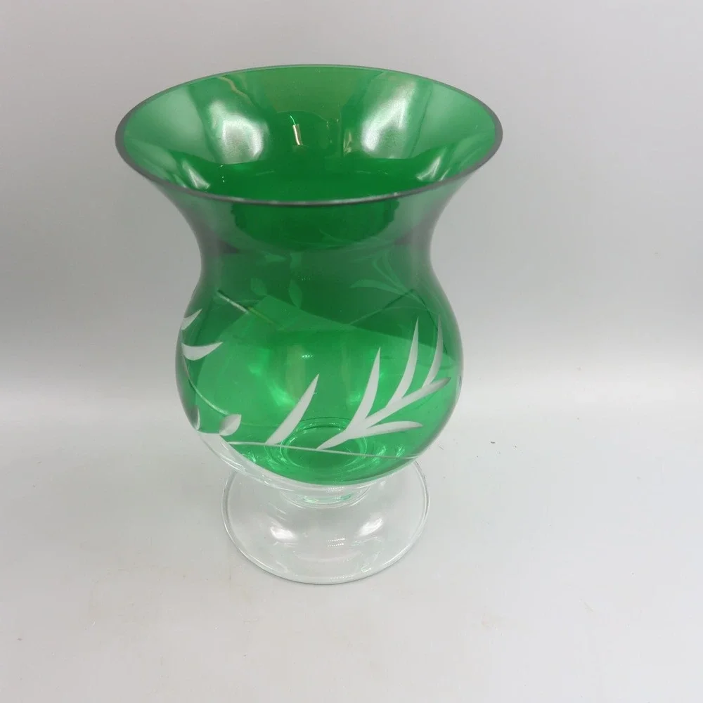 Lenox‎ Petite Floral Christmas Emerald Green Hurricane Candle Holder 8